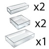 Azar Displays Deluxe Clear Acrylic 5 Piece Set-Square, Narrow, and Large Tray 556226